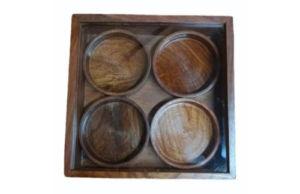 4 Compartment Wooden Square Spice Box, Capacity: 100 mL