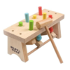 TOYS Wooden Pounding Bench Toy with Mallet | 8 Colourful Pegs - Flip, Pound & Repeat