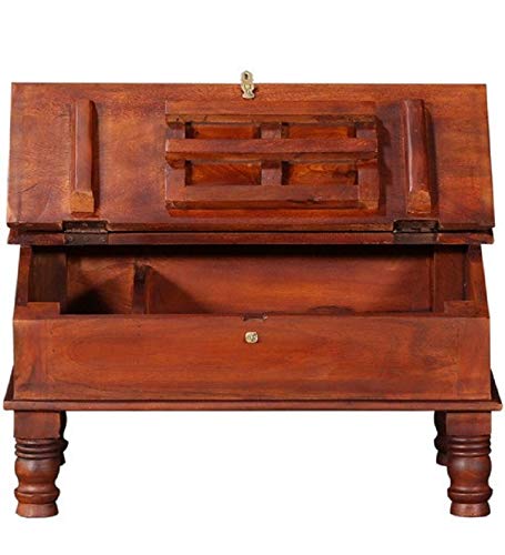 MADE WOOD Sheesham Wood Study Desk with Storage Cabinet
