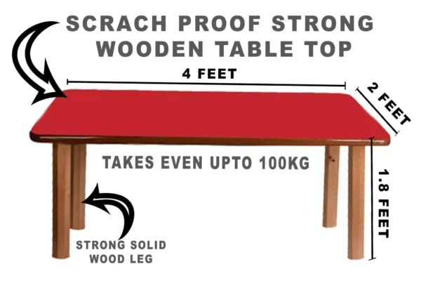 Wooden Classroom Table (6 Seater - Rectangle shape) for Preschools